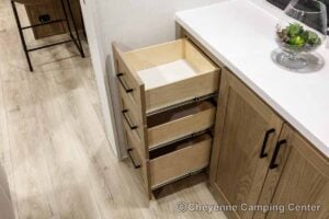 2027 Forest River Flagstaff Micro Lite 25MBR Front Kitchen Travel Trailer Interior Image