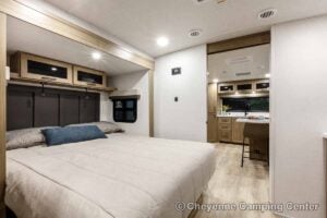 2027 Forest River Flagstaff Micro Lite 25MBR Front Kitchen Travel Trailer Interior Image