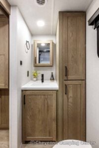 2027 Forest River Flagstaff Micro Lite 25MBR Front Kitchen Travel Trailer Interior Image