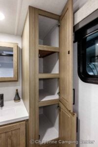 2027 Forest River Flagstaff Micro Lite 25MBR Front Kitchen Travel Trailer Interior Image