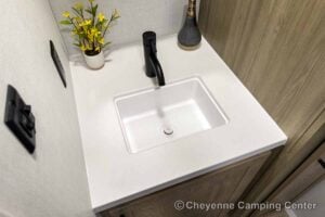 2027 Forest River Flagstaff Micro Lite 25MBR Front Kitchen Travel Trailer Interior Image
