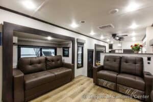 2026 Forest River Sabre 37FLH Front Living Room Fifth Wheel Interior Image