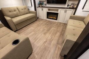 2027 Forest River Sabre 37FLH Front Living Room Fifth Wheel Interior Image