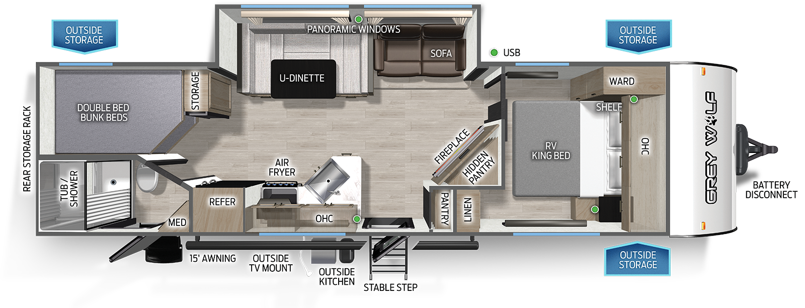 Forest River Cherokee Grey Wolf 26KF floorplan