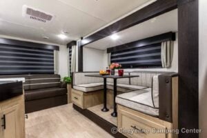 2026 Forest River Cherokee Grey Wolf Black Label 23MKBL Couples Travel Trailer Interior Image