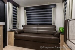 2026 Forest River Cherokee Grey Wolf Black Label 23MKBL Couples Travel Trailer Interior Image