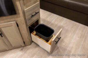 2026 Forest River Cherokee Grey Wolf Black Label 23MKBL Couples Travel Trailer Interior Image