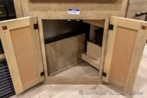 2026 Forest River Cherokee Grey Wolf Black Label 23MKBL Couples Travel Trailer Interior Image