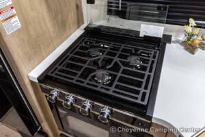 2026 Forest River Cherokee Grey Wolf Black Label 23MKBL Couples Travel Trailer Interior Image