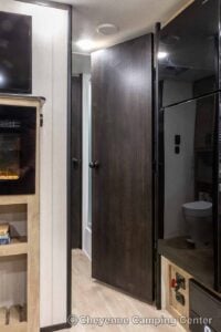 2026 Forest River Cherokee Grey Wolf Black Label 23MKBL Couples Travel Trailer Interior Image