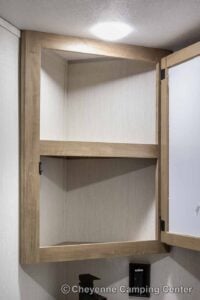 2026 Forest River Cherokee Grey Wolf Black Label 23MKBL Couples Travel Trailer Interior Image