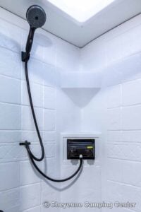 2026 Forest River Cherokee Grey Wolf Black Label 23MKBL Couples Travel Trailer Interior Image