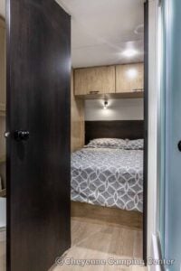 2026 Forest River Cherokee Grey Wolf Black Label 23MKBL Couples Travel Trailer Interior Image