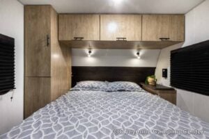 2026 Forest River Cherokee Grey Wolf Black Label 23MKBL Couples Travel Trailer Interior Image