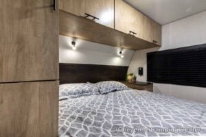 2026 Forest River Cherokee Grey Wolf Black Label 23MKBL Couples Travel Trailer Interior Image