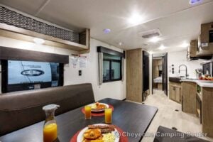 2026 Forest River Cherokee Grey Wolf Black Label 24RRTBL Toy Hauler Travel Trailer Interior Image