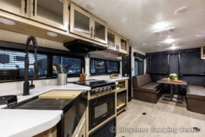 2026 Forest River Cherokee Grey Wolf Black Label 24RRTBL Toy Hauler Travel Trailer Interior Image