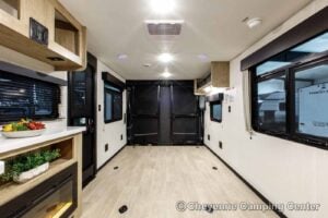 2026 Forest River Cherokee Grey Wolf Black Label 24RRTBL Toy Hauler Travel Trailer Interior Image