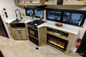 2026 Forest River Cherokee Grey Wolf Black Label 24RRTBL Toy Hauler Travel Trailer Interior Image