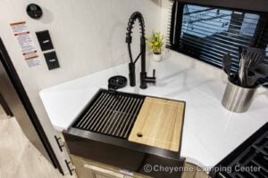 2026 Forest River Cherokee Grey Wolf Black Label 24RRTBL Toy Hauler Travel Trailer Interior Image