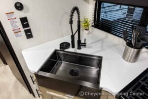 2026 Forest River Cherokee Grey Wolf Black Label 24RRTBL Toy Hauler Travel Trailer Interior Image