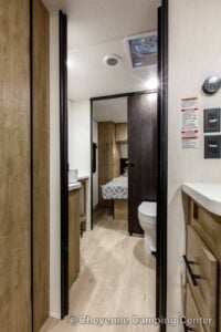 2026 Forest River Cherokee Grey Wolf Black Label 24RRTBL Toy Hauler Travel Trailer Interior Image