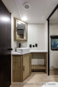 2026 Forest River Cherokee Grey Wolf Black Label 24RRTBL Toy Hauler Travel Trailer Interior Image