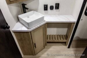 2026 Forest River Cherokee Grey Wolf Black Label 24RRTBL Toy Hauler Travel Trailer Interior Image