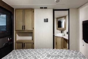 2026 Forest River Cherokee Grey Wolf Black Label 24RRTBL Toy Hauler Travel Trailer Interior Image