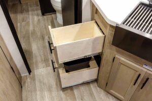 2027 Forest River Cherokee Grey Wolf Black Label 24RRTBL Toy Hauler Travel Trailer Interior Image