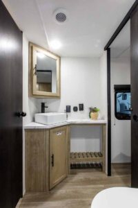 2027 Forest River Cherokee Grey Wolf Black Label 24RRTBL Toy Hauler Travel Trailer Interior Image
