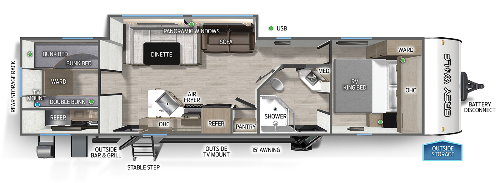 Forest River Cherokee Grey Wolf 29TE Floorplan