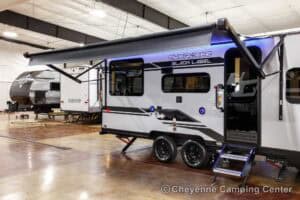 2026 Forest River Cherokee Grey Wolf Black Label 20RDSEBL Couples Travel Trailer Exterior Image