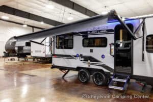 2026 Forest River Cherokee Grey Wolf Black Label 20RDSEBL Couples Travel Trailer Exterior Image