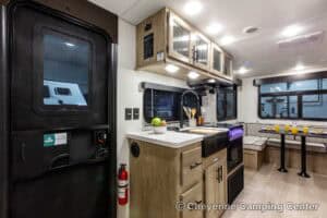 2026 Forest River Cherokee Grey Wolf Black Label 20RDSEBL Couples Travel Trailer Interior Image
