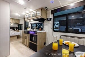 2026 Forest River Cherokee Grey Wolf Black Label 20RDSEBL Couples Travel Trailer Interior Image