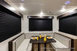 2026 Forest River Cherokee Grey Wolf Black Label 20RDSEBL Couples Travel Trailer Interior Image