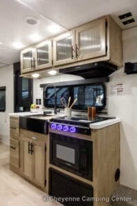 2026 Forest River Cherokee Grey Wolf Black Label 20RDSEBL Couples Travel Trailer Interior Image
