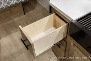 2026 Forest River Cherokee Grey Wolf Black Label 20RDSEBL Couples Travel Trailer Interior Image