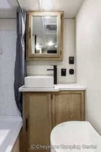 2026 Forest River Cherokee Grey Wolf Black Label 20RDSEBL Couples Travel Trailer Interior Image