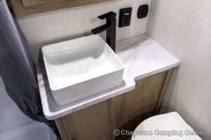 2026 Forest River Cherokee Grey Wolf Black Label 20RDSEBL Couples Travel Trailer Interior Image