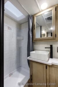 2026 Forest River Cherokee Grey Wolf Black Label 20RDSEBL Couples Travel Trailer Interior Image