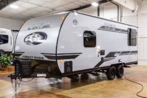 2027 Forest River Cherokee Grey Wolf Black Label 20RDSEBL Couples Travel Trailer Exterior Image
