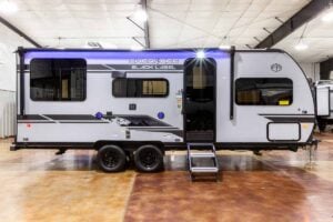 2027 Forest River Cherokee Grey Wolf Black Label 20RDSEBL Couples Travel Trailer Exterior Image