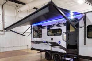 2027 Forest River Cherokee Grey Wolf Black Label 20RDSEBL Couples Travel Trailer Exterior Image