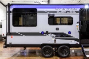 2027 Forest River Cherokee Grey Wolf Black Label 20RDSEBL Couples Travel Trailer Exterior Image