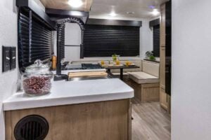 2027 Forest River Cherokee Grey Wolf Black Label 20RDSEBL Couples Travel Trailer Interior Image