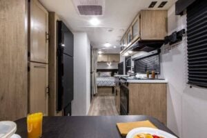 2027 Forest River Cherokee Grey Wolf Black Label 20RDSEBL Couples Travel Trailer Interior Image