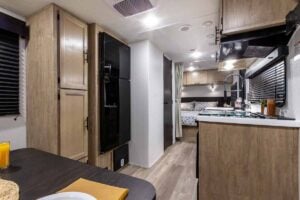2027 Forest River Cherokee Grey Wolf Black Label 20RDSEBL Couples Travel Trailer Interior Image