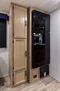 2027 Forest River Cherokee Grey Wolf Black Label 20RDSEBL Couples Travel Trailer Interior Image